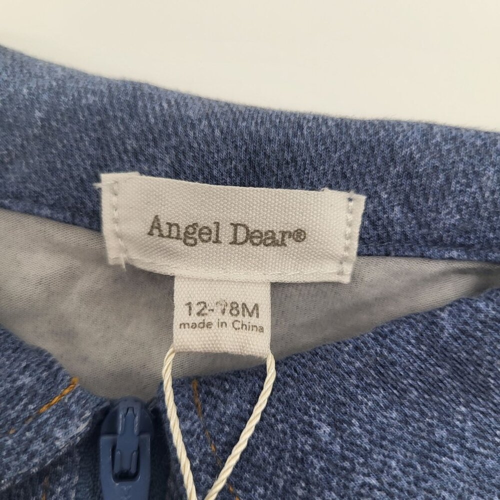 Angel Dear Baby 12-18M Zip One Piece Faux Denim Style Retro Coverall Jumpsuit - Picture 4 of 5